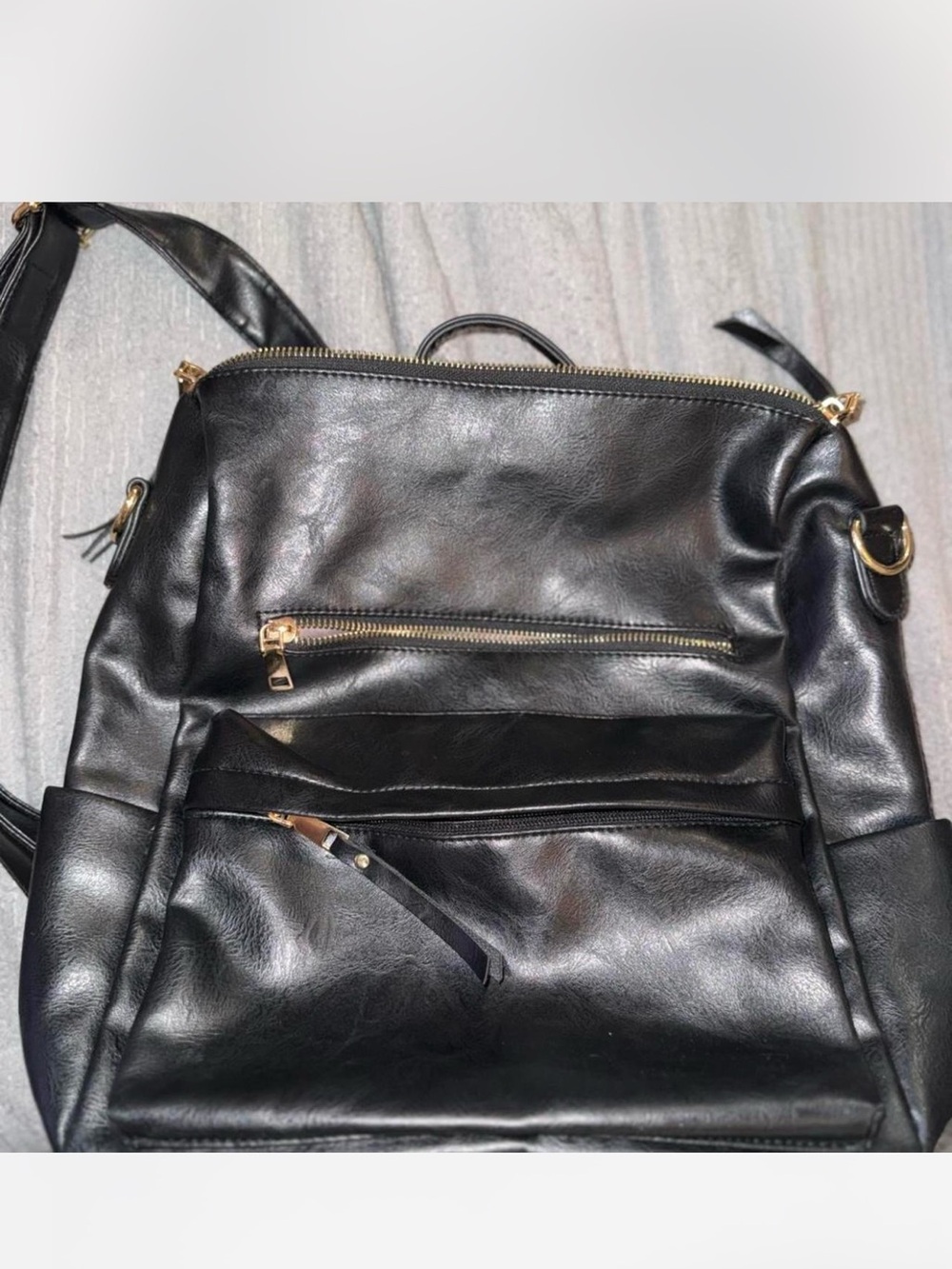 Classic Black Leather Backpack Bag - Sleek Everyday Carry